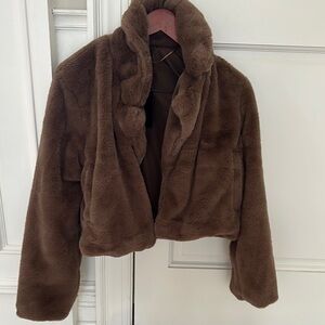New w tags Mixology Brooklyn Karma Brown Faux Fur Jacket